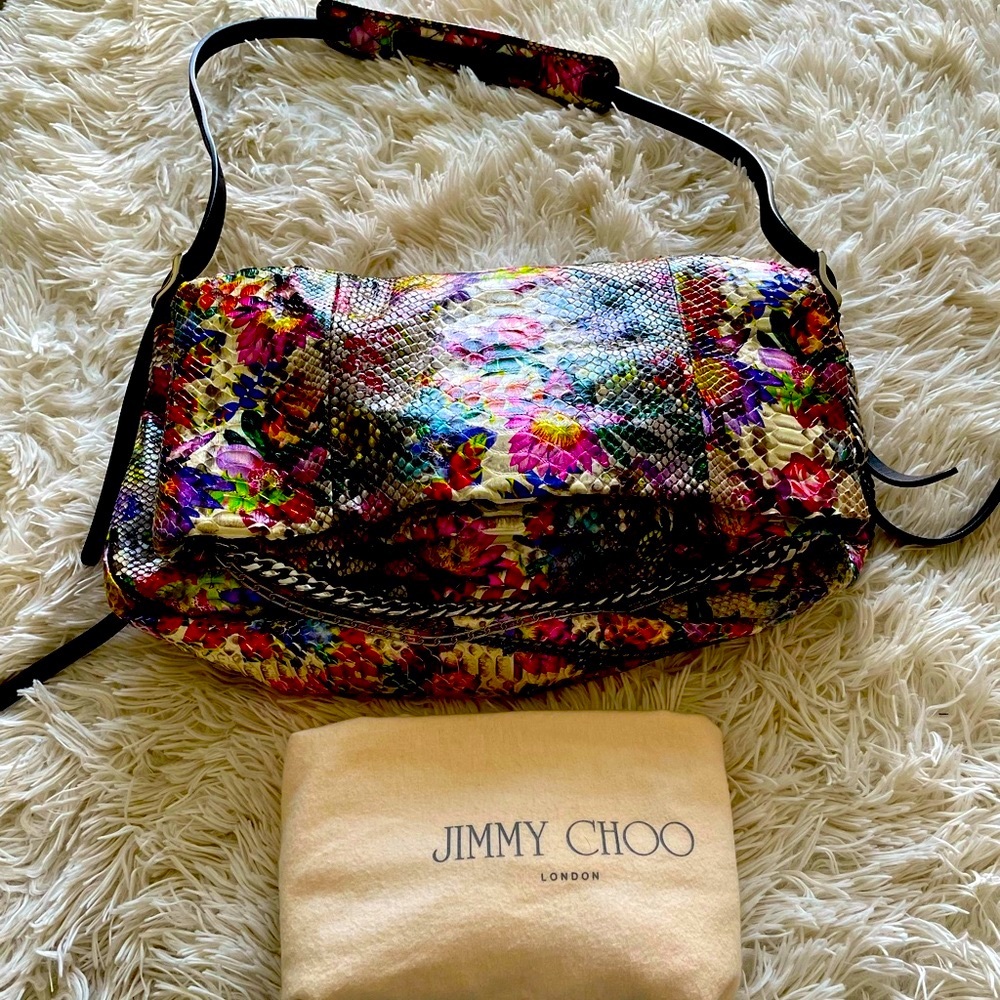Limited edition Jimmy Choo Floral Python Biker bag.